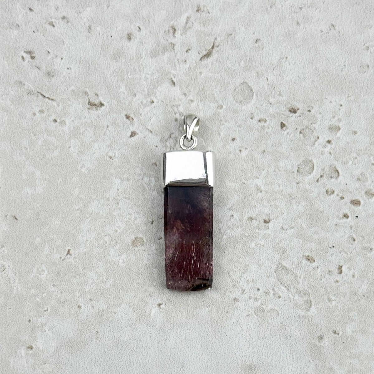 Super Seven Polished Rectangle Sterling Silver Pendant, additional detail view — Eternal Spirit