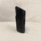 Rough black tourmaline crystal 20cm, tall striated column, side view — Eternal Spirit