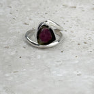 Watermelon Tourmaline Natural Slice Sterling Silver Ring | Size 7, alternate angle — Eternal Spirit