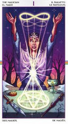 Wheel of the Year Tarot card sharing the deck's luminous illustration style — Eternal Spirit