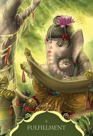 Whispers of Lord Ganesha Oracle card revealing the deck's mystical artwork — Eternal Spirit